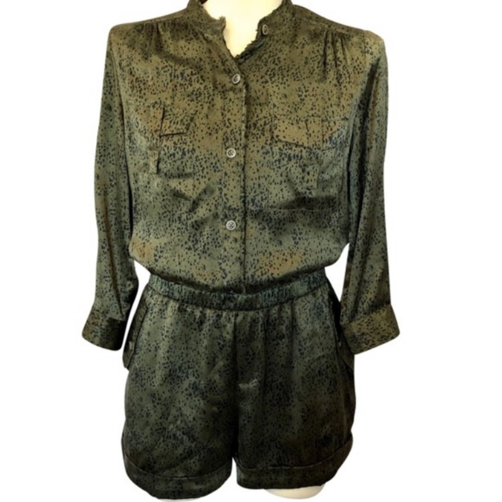 Charlotte Ronson Romper Green Silk - 2